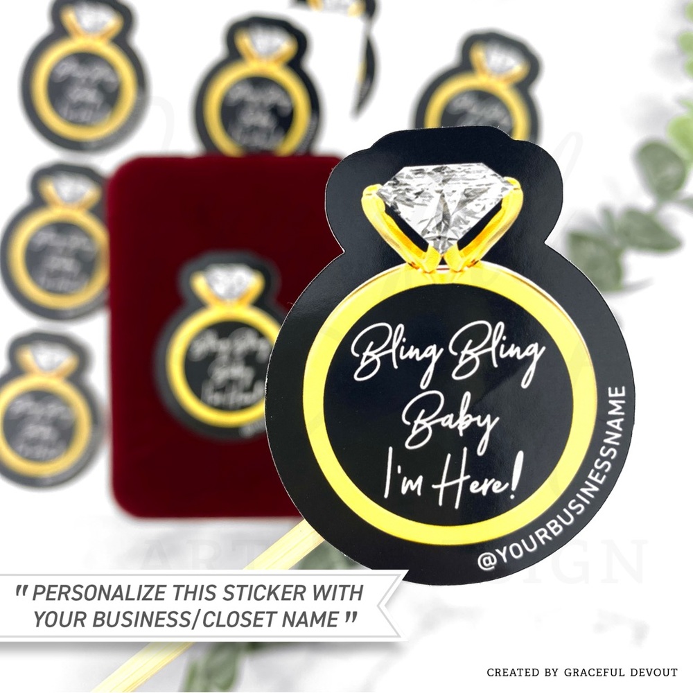 πBling Bling Baby Iβm Here! - 2" (inches) (96ct.) Stickers - Picture 6 of 6